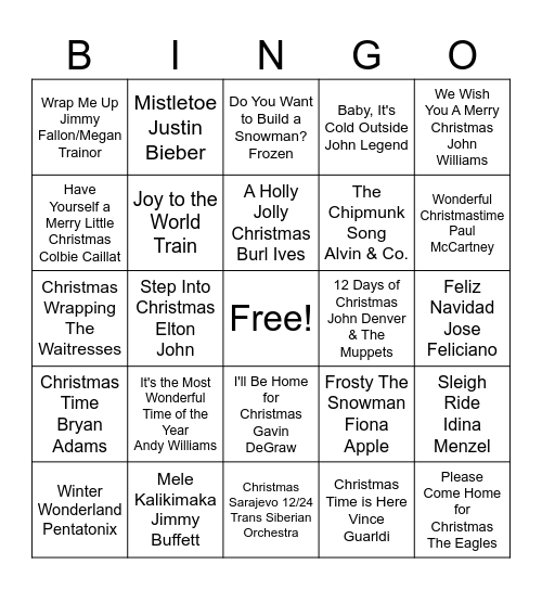 Holly Jolly Bingo Card