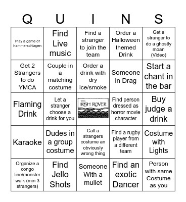 Halloween Barcrawl Bingo Card