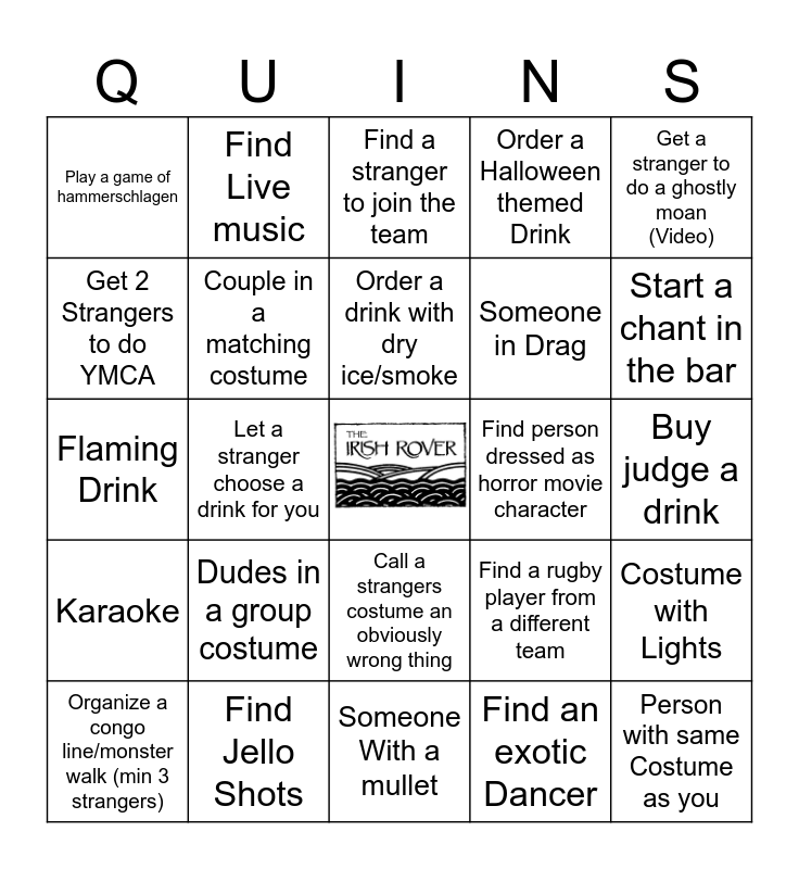 Halloween Barcrawl Bingo Card