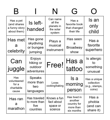 ROV Coworker Bingo Card