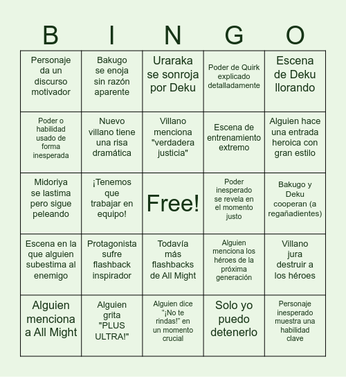 Boku no Bingo Card