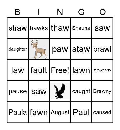 au                        aw Bingo Card