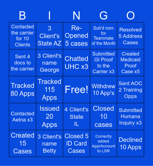 AEP Bingo Card