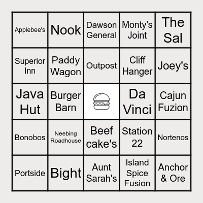 Novemburger 2024 Bingo Card