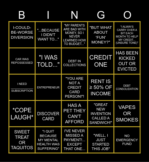 FINANCIAL AUDIT Bingo Card