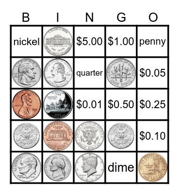 Coins Bingo Card