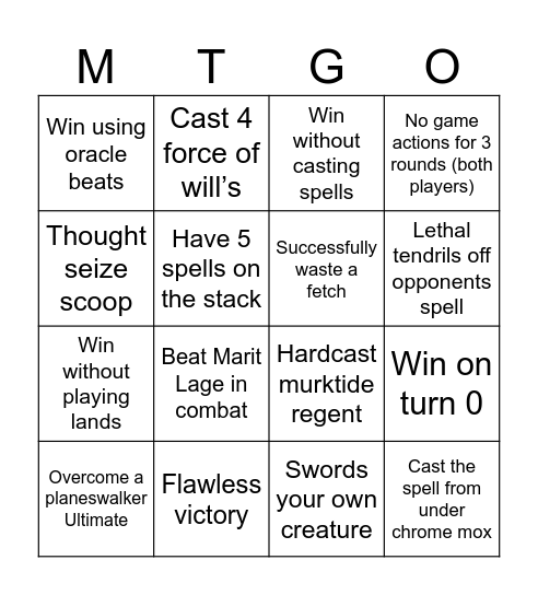 Legacy Nonsense Bingo Card