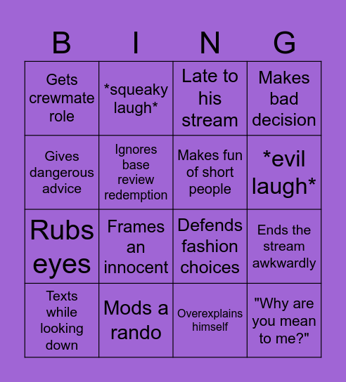 Razer2ace Bingo Card