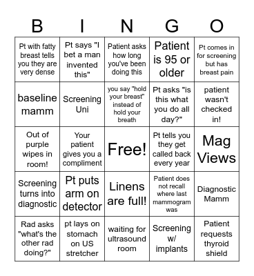 Mamm Tech Bingo Card