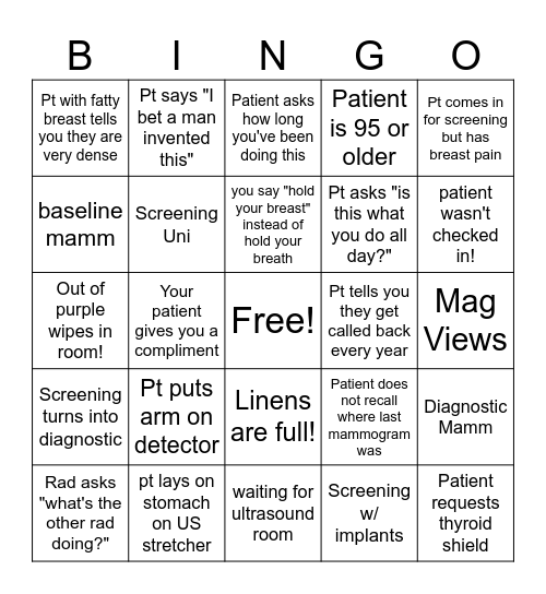 Mamm Tech Bingo Card