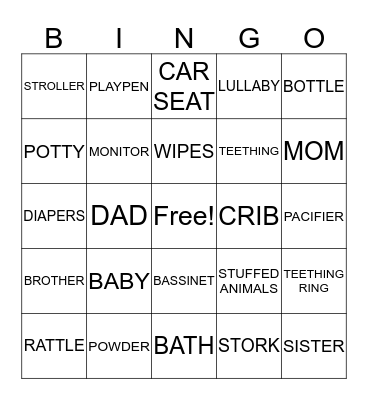 Lauren's Baby Shower Bingo Card