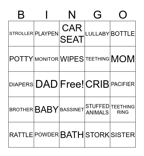 Lauren's Baby Shower Bingo Card