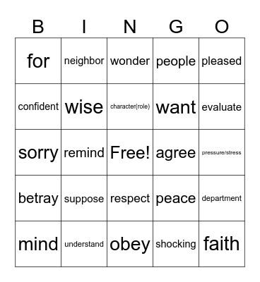 Signing Bingo Card