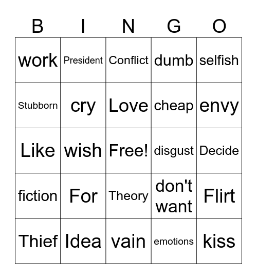ASL Intermediate Bingo Card