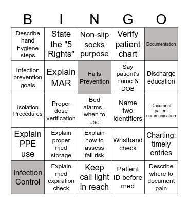 Joint Commission Bingo Card