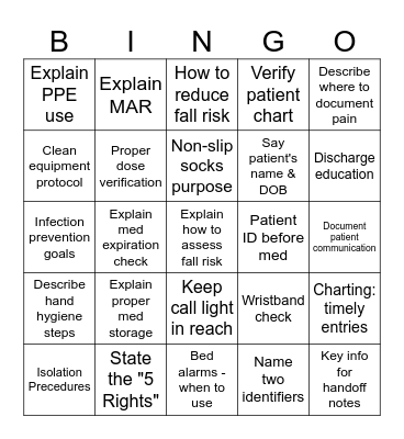 Joint Commission Bingo Card