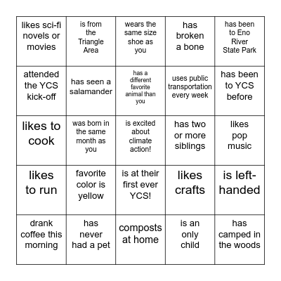 Find a person who... Bingo Card