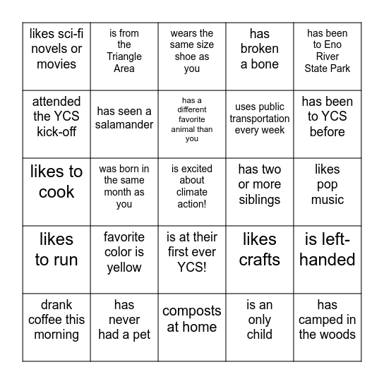 Find a person who... Bingo Card