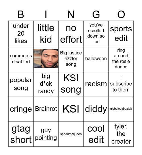 YT Shorts Bingo Card