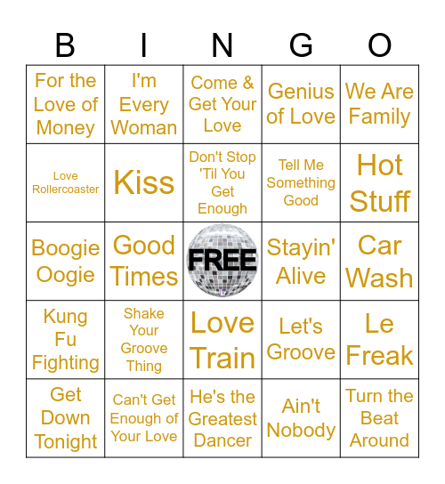 DISCO GROOVE Bingo Card