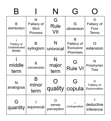 Rasoning Bingo Card