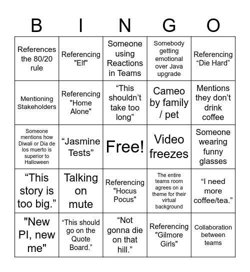 TWMS 2024 PI4 PI Planning Bingo Card