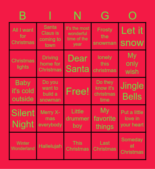 Christmas Bingo Card