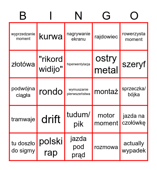 STOP CHAM BINGO Card