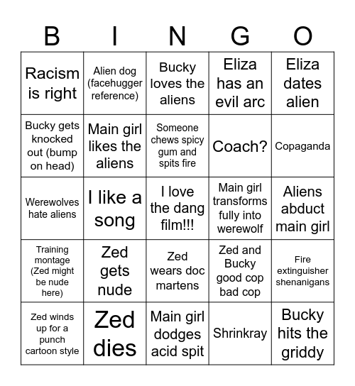 ZOMBIES 3 BAYBIE Bingo Card