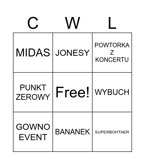 MEGA EVENT FOŁCZNAJT OŁDŻI CAŁY SKLEP Bingo Card