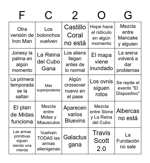 Capítulo 2 OG Bingo Card