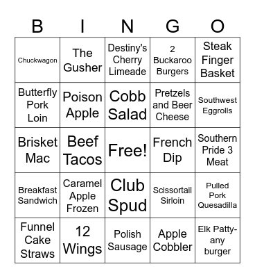 Friday Funday!! Bingo Card