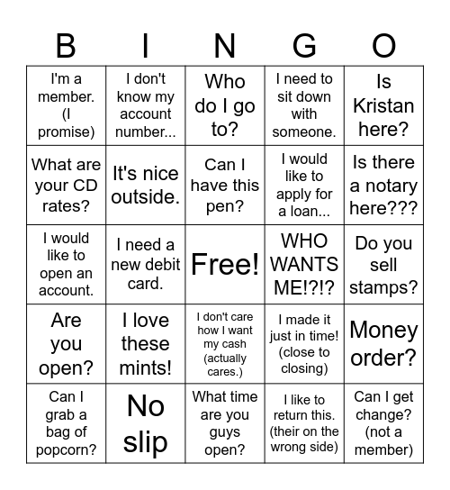 Member Bingo Card