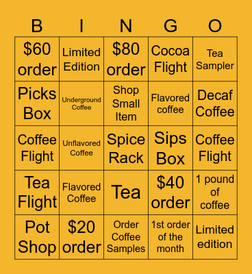 Busy Bean Bingo Card