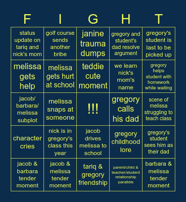 abbott elementary: "dad fight" predictions Bingo Card