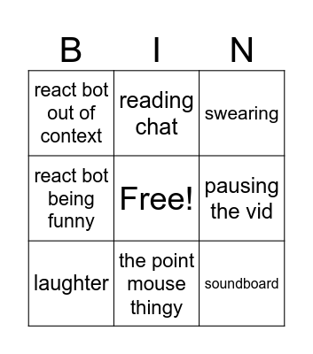 jacksfilms Bingo Card