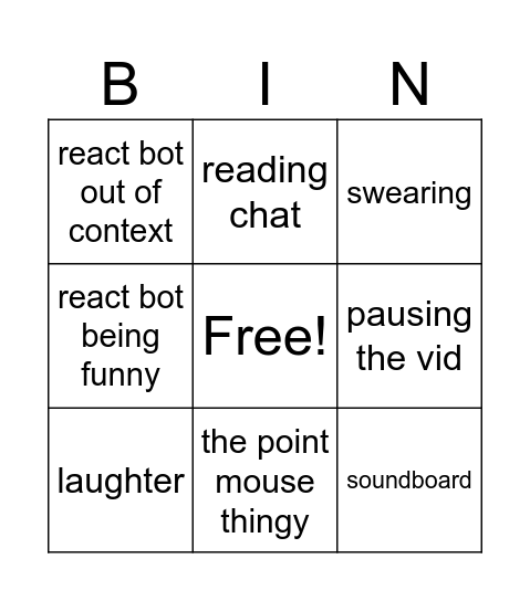 jacksfilms Bingo Card