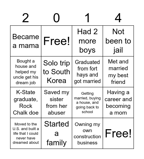 2014 BINGO Card