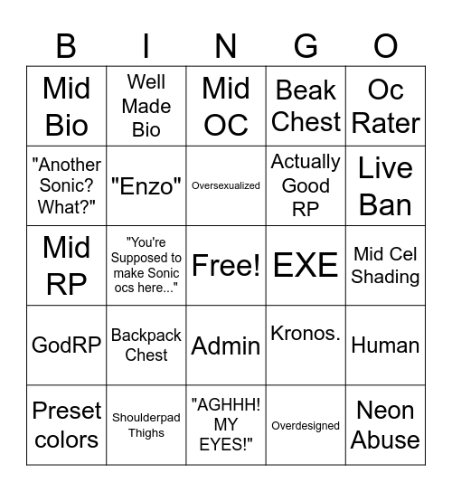 Sonic Pulse BINGO Card