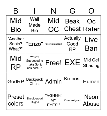 Sonic Pulse BINGO Card