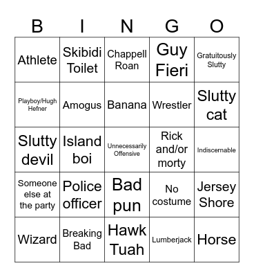 Halloween Party Bingo Card