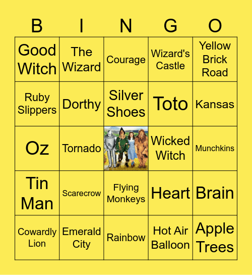 Wizard of Oz Bingo Card