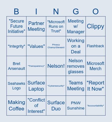 Virtual SBC Bingo! Bingo Card