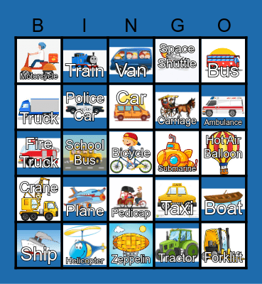 Transportation Bingo Card