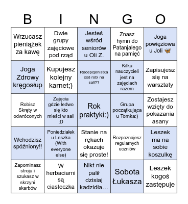 FAMILY YOGA STUDIO Bingo Card