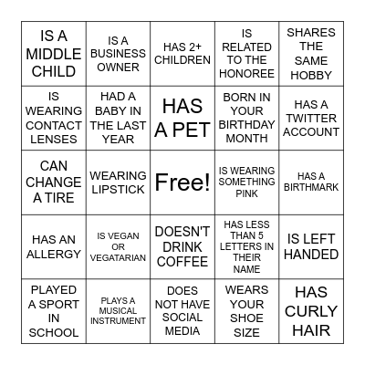 Find the Guest Bingo Card