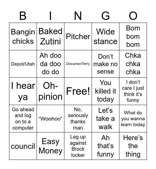 Timmy Bingo Card