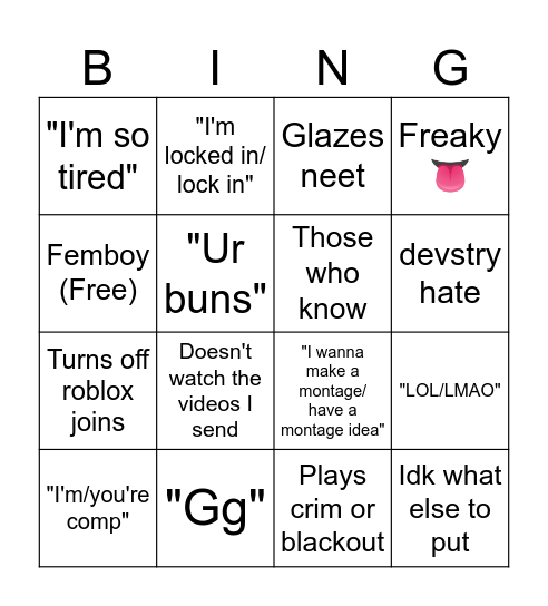 nayeet Bingo Card