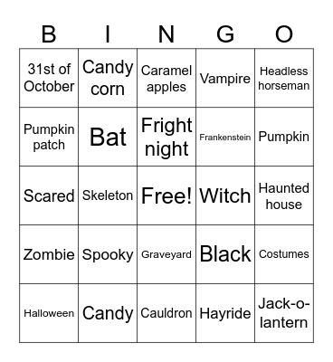 Halloween Bingo 🎃 Bingo Card