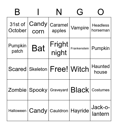 Halloween Bingo 🎃 Bingo Card